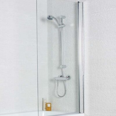 Bath Shower Screens Koncept Straight Screen, Radius Edge with Extension Panel