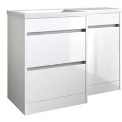 FURNITURE & MIRRORS CITY CITY L – SHAPED FURNITURE SET (INCLUDING CISTERN)- WHITE H 870 X W 1100 X D 455